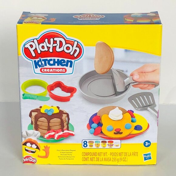 New Play-Doh Kitchen Creations Flip 'n Pancakes Playset 14-Piece Breakfast Toy - Picture 7 of 14